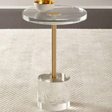 Acrylic Round Side Table Clear Stylish End Table Stainless Steel-Richsoul-End & Side Tables,Furniture,Living Room Furniture